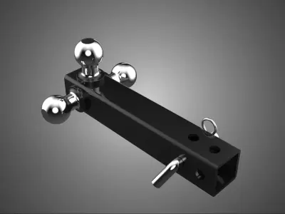 THREE 3 TRIPLE HITCH BALL MOUNT TRAILER SHANK RECEIVER TOWING 3D model