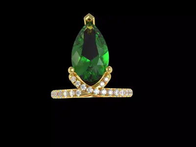 Pear Diamond Engagement Ring 3D print model