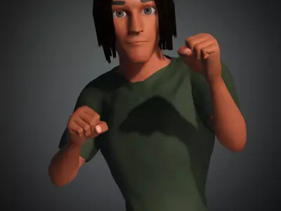 Army Cartoon Military African Boy Character  3D model
