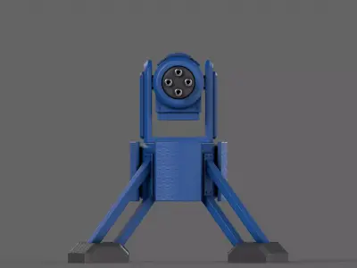 PBR Turret Gun 04 Blue Low-poly 3D model