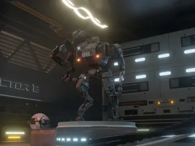 Military mech Low-poly 3D model