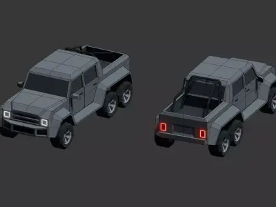 6x6 Pickup Low-poly 3D model