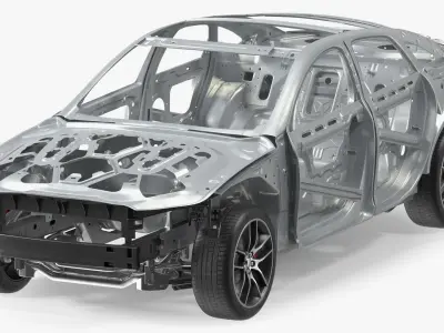  Car Frame and Chassis with Wheels 