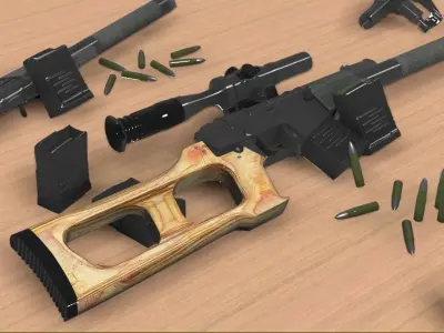 Soviet Special Sniper Rifle VSS AKA Vintorez Low-poly 3D model