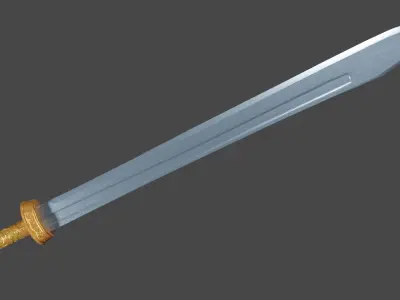 Grossmesser sword with Langsax handle Low-poly 3D model