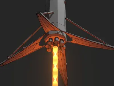 Falcon 9 - Low Poly rocket Low-poly 3D model