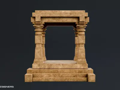 Ancient Stone Pavilion Ruin Low-poly 3D model