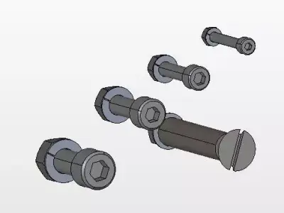 Fasteners parts collection Free 3D model