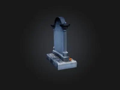 Tombstone with Epitaph Low-poly 3D model