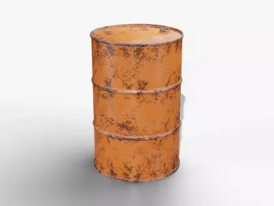 Steel Barrel - Orange - Rusted 3D model