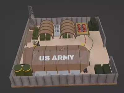 Military Base Camp Low-poly 3D Model 3D Low-poly 3D model