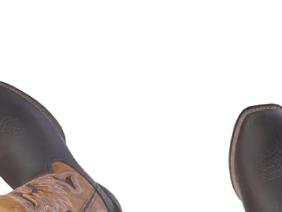 Classic Brown Western Cowboy Boots 3D model