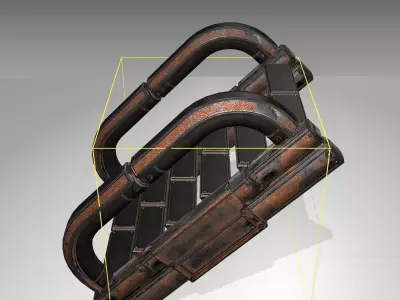 Futuristic Stairs - 11 - Rusty Textures Low-poly 3D model