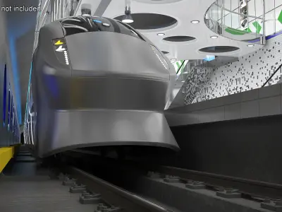 Futuristic Passenger Train Silver 3D model