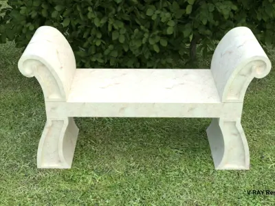 Simple Stone Georgian Bench Low-poly 3D model