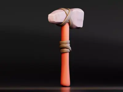 Stylized Stone Hammer Weapon Free low-poly 3D model