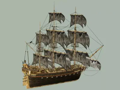 Sailboat Galleon - Game Ready B Low-poly 3D Model Low-poly 3D model