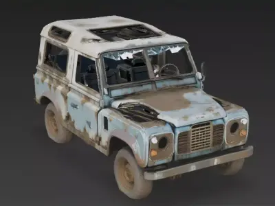 Abandoned Off-Road Vehicle Wreck Low-poly 3D model