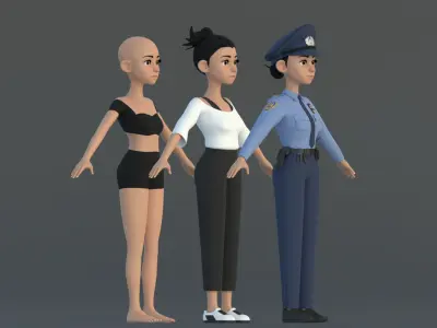 Grace Cartoon Female Character 3D model