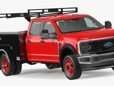 Red Ford Super Duty F550 with Service Body 3D model