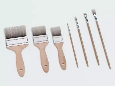 Paint Brush Set - 7 Painting Tools 3D model