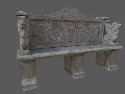 Antique Stone Bench Low-poly 3D model