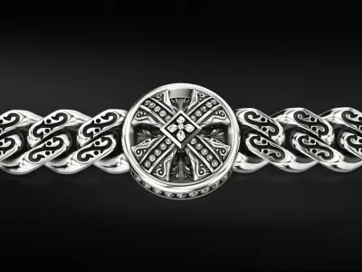 Bracelet with patterns and antique cross 724 3D print model