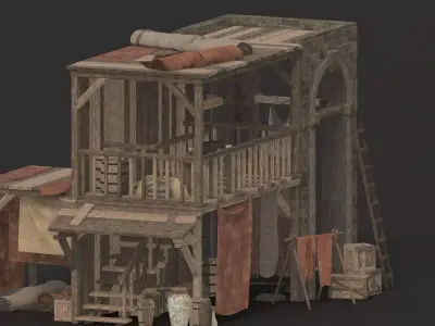 medieval market Low-poly 3D model buy