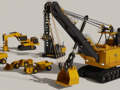 6 Mining Vehicles - Lowpoly Pack