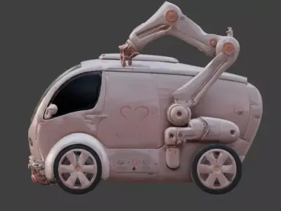 Aesthetic Industrial Utility Vehicle 3D Model Low-poly 3D model