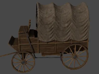 Medieval Wooden Old Cart 3D model