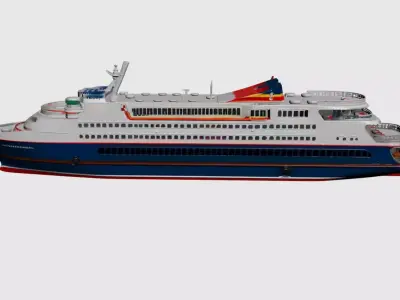 Modern Luxury Cruise Ship - Sleek 3D Ocean Liner Model 01 3D model