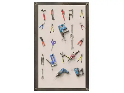 Workshop Tool Pegboard Low-poly 3D model