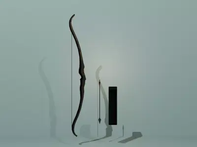  Bow and Arrow Set - Medieval Longbow with Quiver 3D model