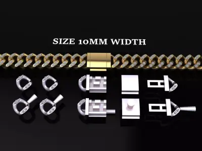 Cuban Diamond Chain Bracelet Necklace Link SIZE 10MM Width 3D print model