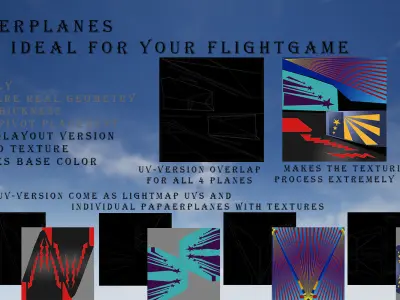 Paper plane - Package Low-poly 3D model