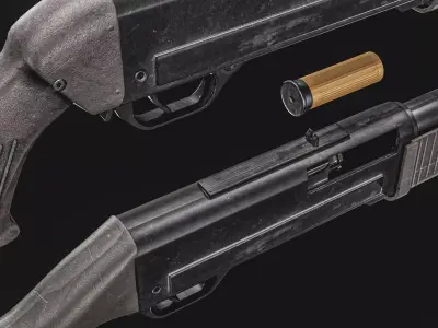 Russian KS 23 4GA Shotgun Low-poly 3D model