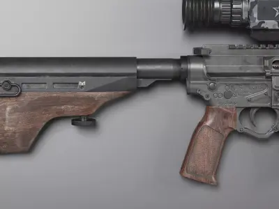 AR 15 US Army and WOOX attachments Low-poly 3D model