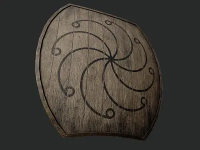 Slavic hybrid shield-painted black radial symbol Low-poly 3D model