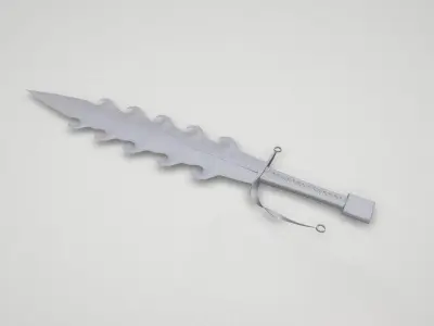 Game asset Silver Wave-Engraved Sword 3D model