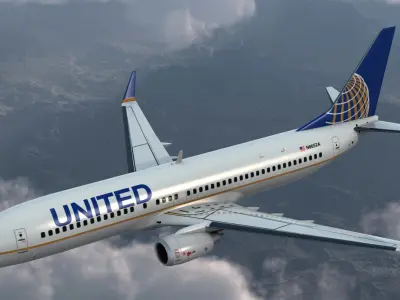 Boeing 737-800 with Interior United Airlines Rigged 3D Model