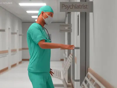  Hospital Doctor Figure T Pose Green Rigged 