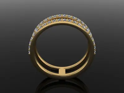 DOUBLE DIAMOND ROW BAND RING SIZE 5 3D print model