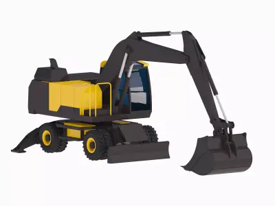 Excavator Construction EW180E Low-poly 3D model