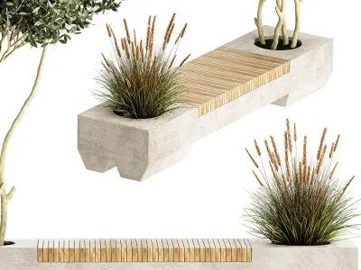 Bushes and tree for landscaping and urban environment 1145 3D model