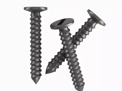 Aluminium Screw 02 Low-poly 3D model