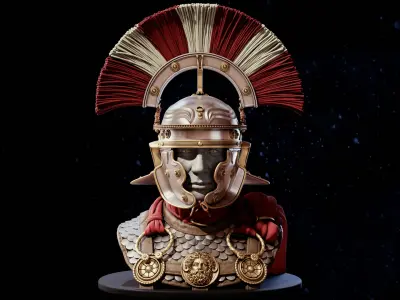 Ancient Roman Gaulish legionary centurion  bust statue 3D model