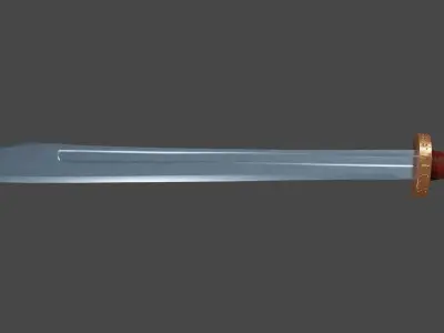 Grossmesser sword with Spatha handle Low-poly 3D model