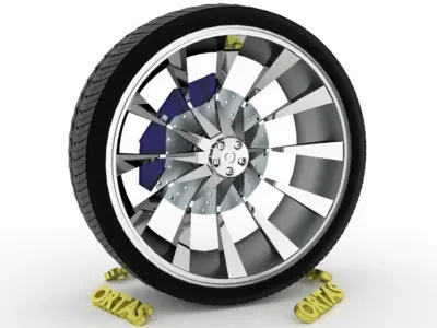 ORTAS CAR WHEEL RIM 74 GAME READY WHEEL RIM TIRE 3D model