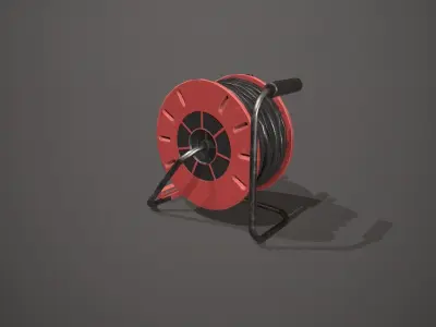 Black and Red Extension Cable Low-poly 3D model